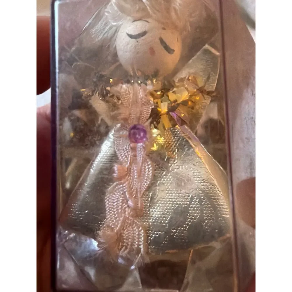 Vintage Angel in Purple Plastic Crystal Ornament Christmas Holiday Decoration